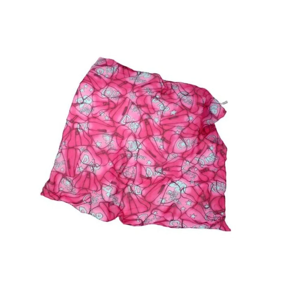 XRARE VTG Pink&Turqse Miss Dior Scarf by John Galliano Design-Classic Brandings!